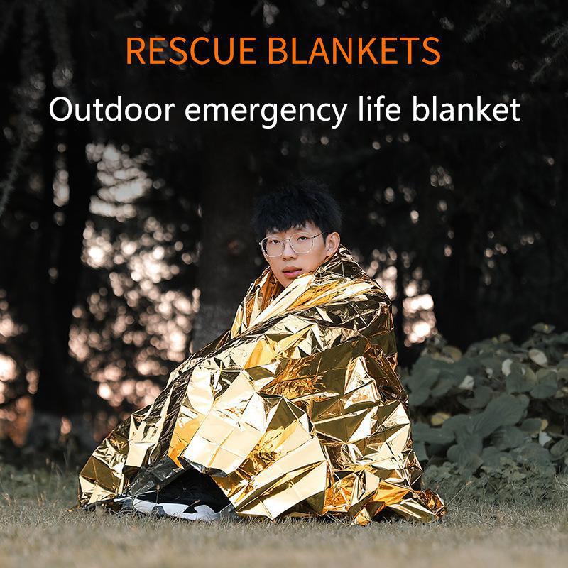 Portable Small Outdoor Camping Supplies First Aid Blanket Emergency Survival Blanket Insulation Blanket Sunscreen Blanket