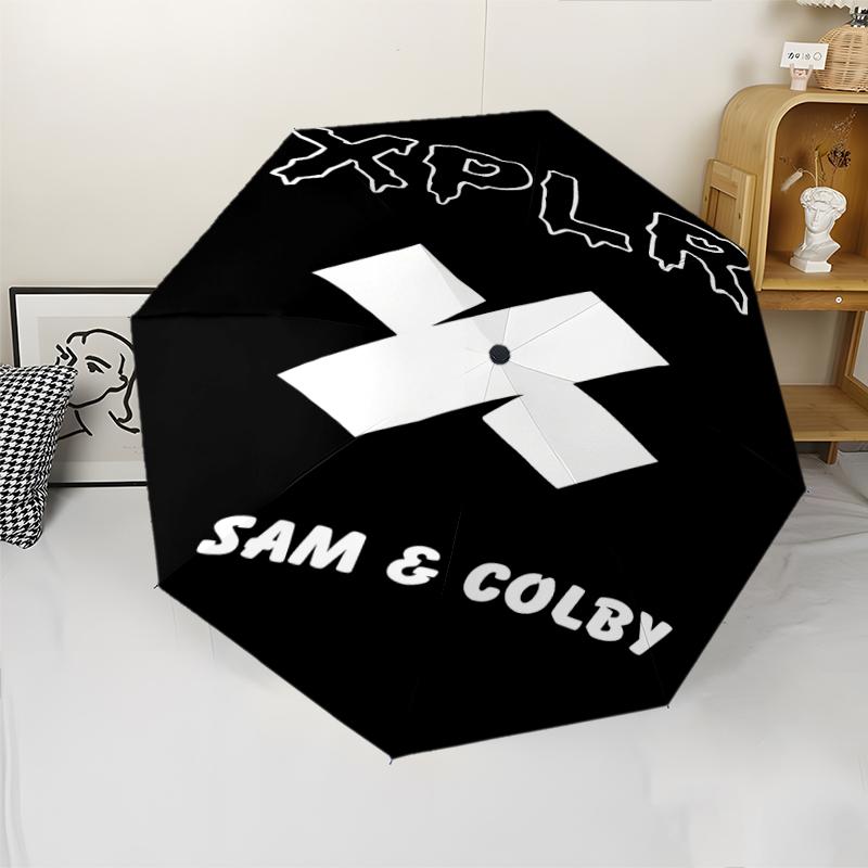 Sam and Colby Print Automatic Umbrella, 8 Rib Iron Frame, Plastic Handle, Suitable for Outdoor Travel &Daily , Ideal Gift