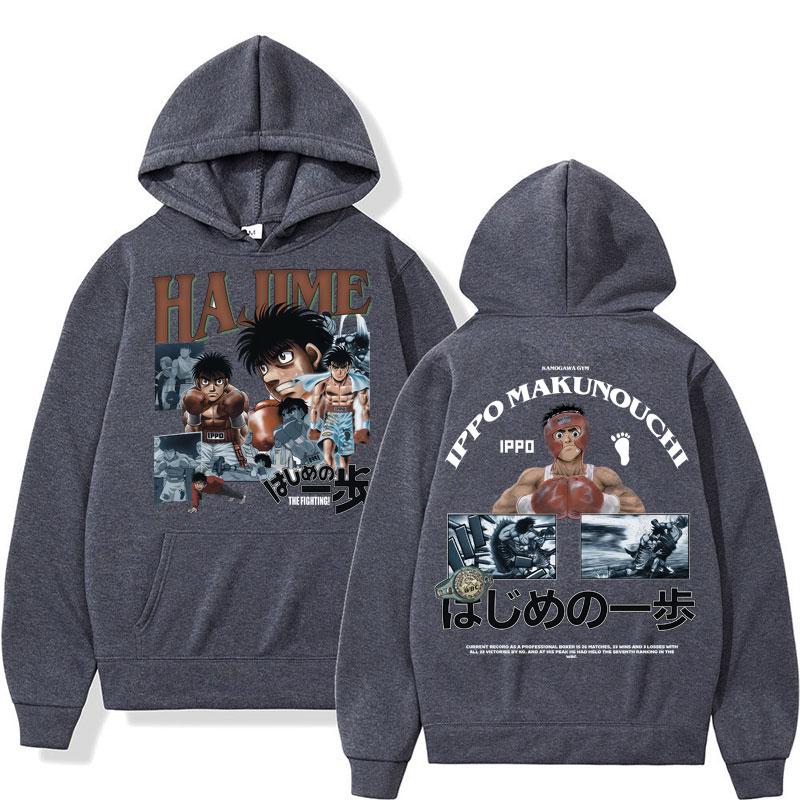 Anime Hajime No Ippo Hoodies Kamogawa Boxing Gym Makunouchi KGB Hip Hop Long Sleeve Men Women Oversized Fleece