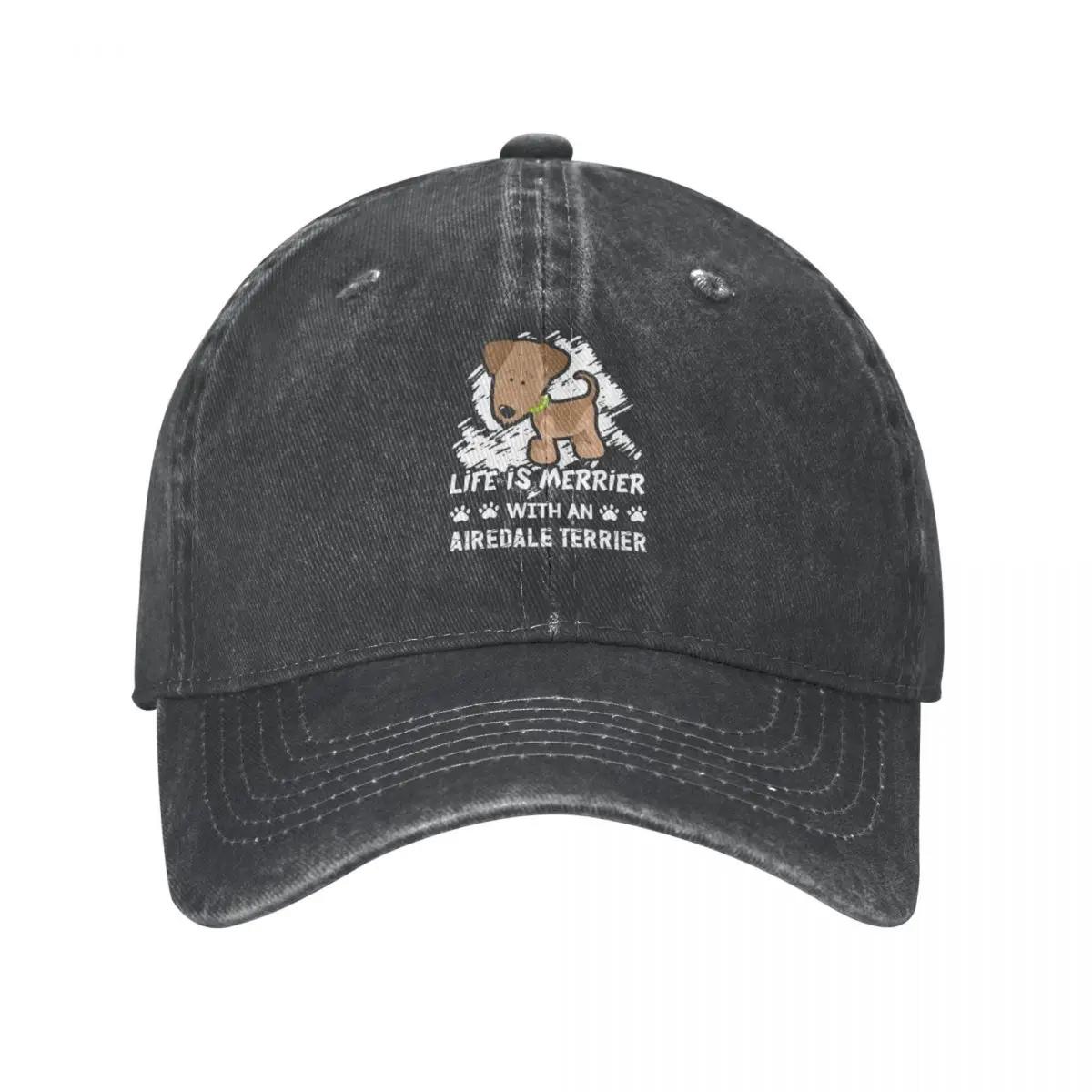 

Airedale Terrier Life Is Merrier With An Airedale Terrier Baseball Cap Luxury Cap Beach Military Tactical Caps Women S Hat Men S