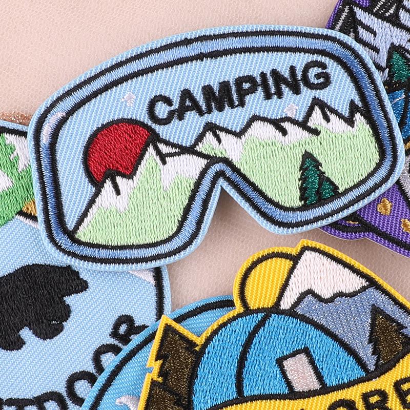 Hand Account DIY Camping Series Cloth Logo Badge Glasses Accessories Embroidery Patch Cloth Sticker