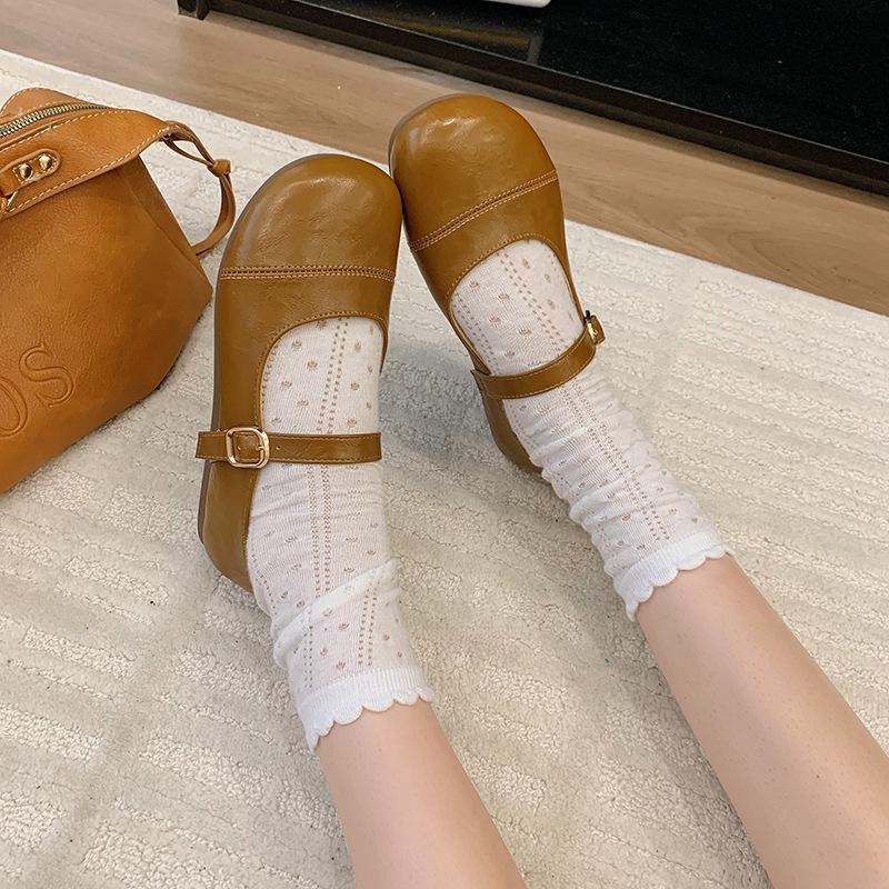 Shallow Mouth Mary Jane Shoes Women's 2025 New Spring and Summer Flat-soled Soft-soled with Skirt Doudou Shoes French Evening Single Shoes