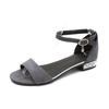 Damen Wildleder Sandalen mit offenem Zeh und niedrigem Absatz, Einzelne Schnalle, Lässige Alltagsschuhe