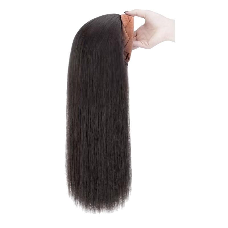 Women's Black Long Straight Headband Wig with Natural Volume, Korean Style.