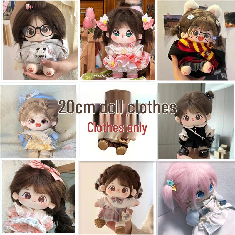 20cm Girl Doll Dress-Up Set - Cotton Outfits & Accessories for Female Friend Gift