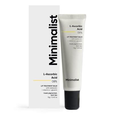 8% L-Ascorbic Acid Lip Treatment Balm with Vitamin E, Radianskin & Glycerine for Pigmented & Dark Lips | For Women & Men | 12 Gm