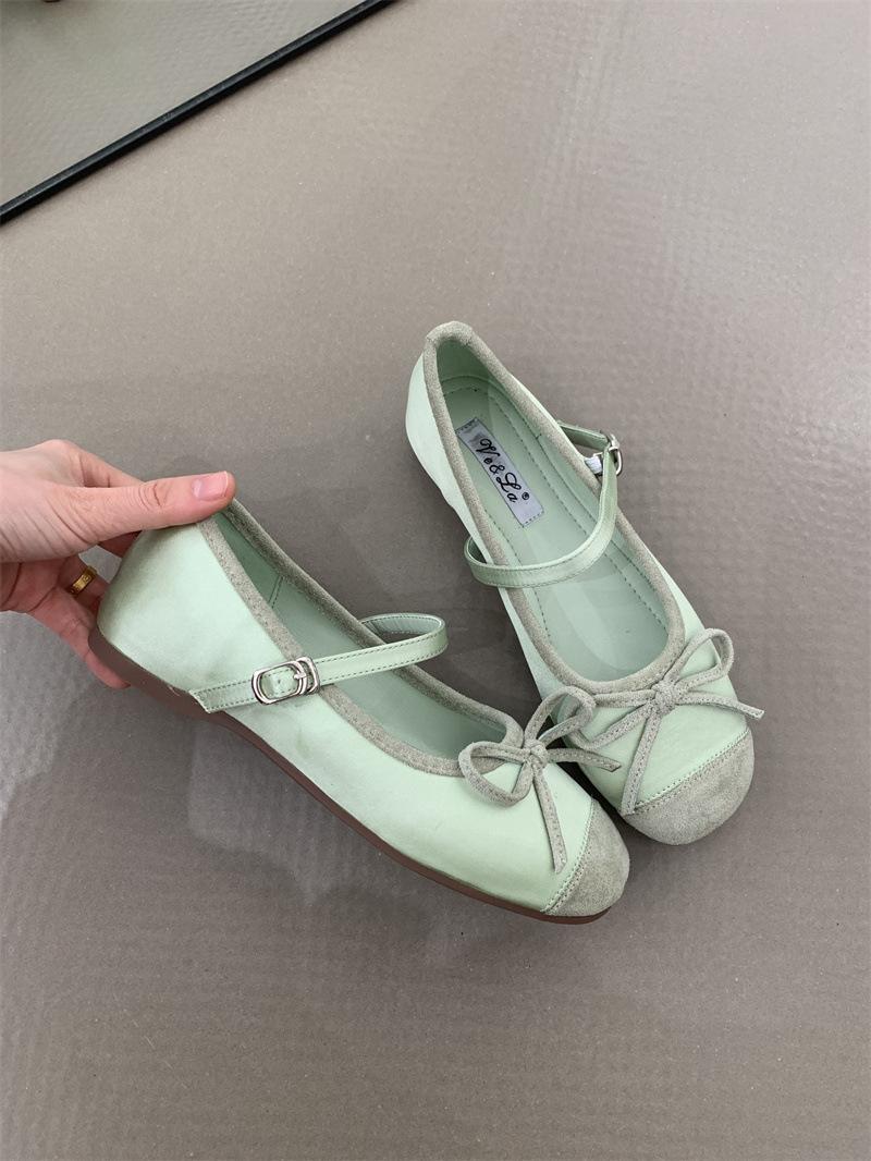 

2025 spring evening breeze temperament purple with skirt shallow mouth single shoes gentle and cute inner increase ballet shoes women s shoes 35