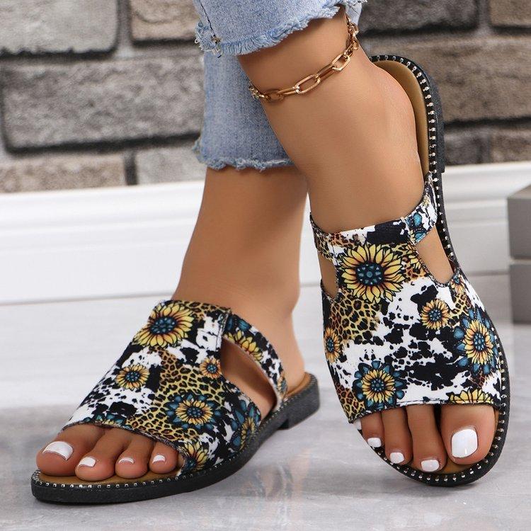 

Sunflower beach sandals summer one-word flat casual slippers 43 синій