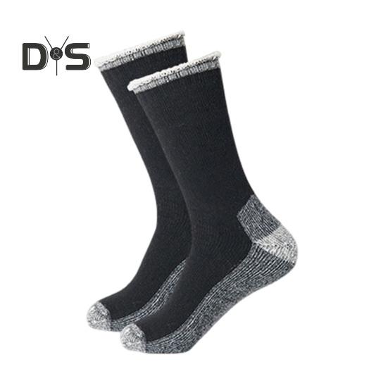 

1 пара зимних носков унисекс, шерстяные носки средней длины для походов, спорта, машинной стирки, влагоотводящие, сохраняющие тепло, нескользящие, повседневные чулки чёрный