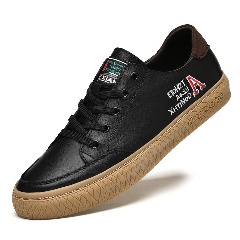 

Модные роскошные мужские туфли из натуральной кожи с вулканизированной подошвой, классические туфли для тенниса, скейтбординга, ходьбы, повседневные удобные туфли на плоской подошве, дизайнерские туфли 37 чёрный