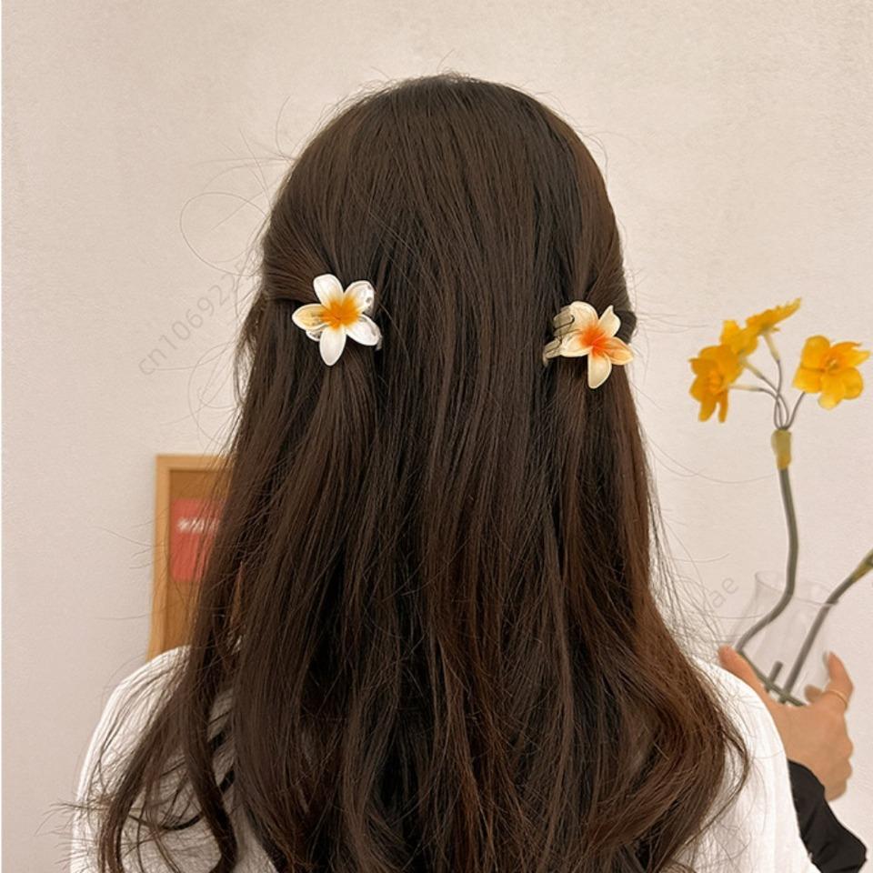 Hawaiian Gradient Hair Clips Flower Hair Claw Mini Fashion Head Wear Hairpin for Women Baby Girls Crab Barrette Hair Accessories