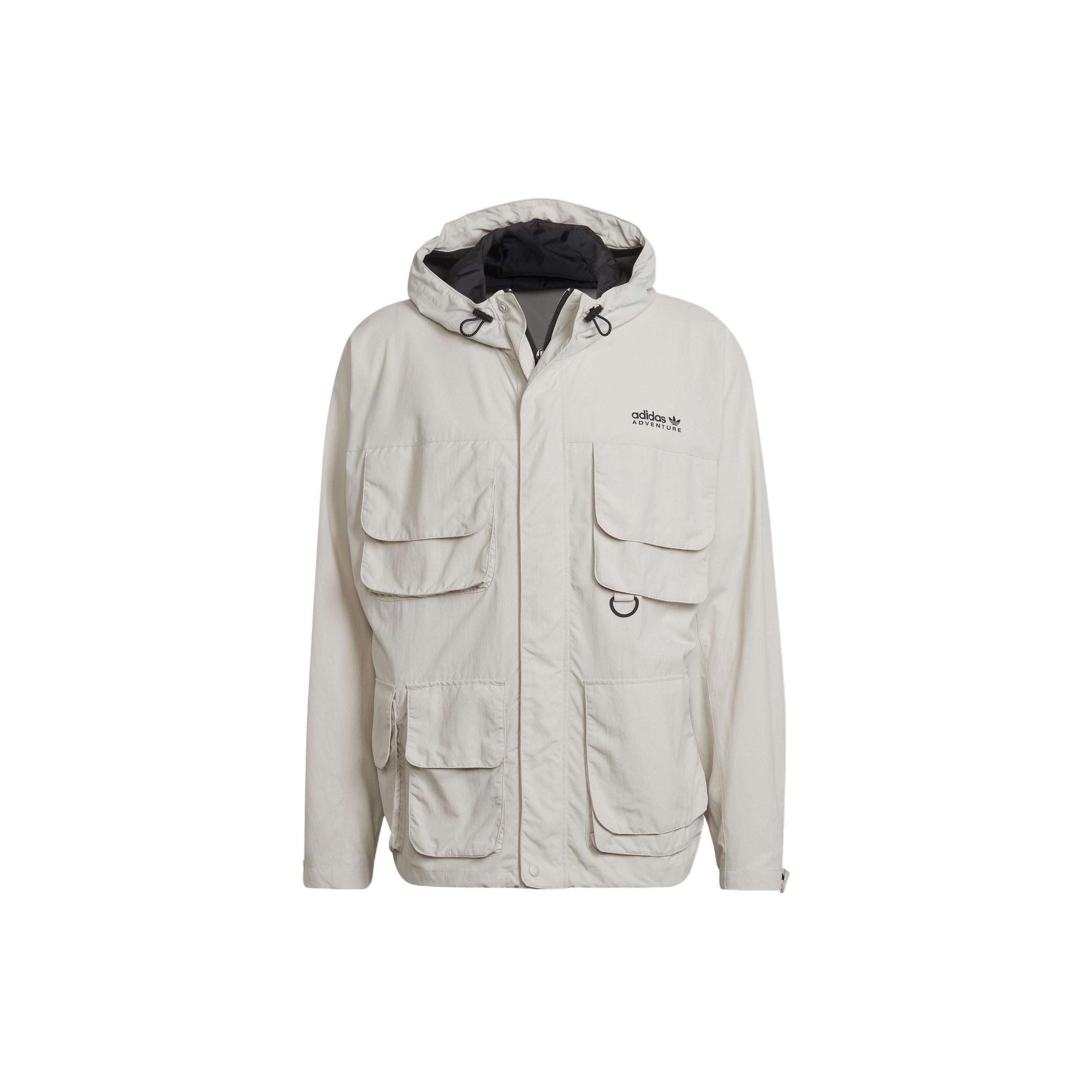 Adidas Originals Adventure Multi-Pocket Drawstring Hooded Windbreaker Men Aluminium HF4794 L