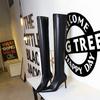 Bigtree Shoes Stiletto Sexy Over-The-Knee Boots Black Leather Boots Sexy Thin High Heel Boots Winter Long Boots Plus Size 43