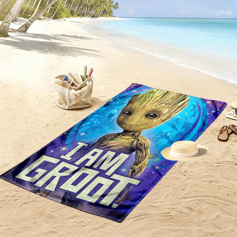 Groot Print Beach Towel, Large Soft Quick Dry Towel for Beach Camping Swimming
