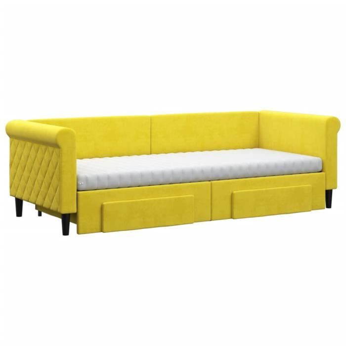 VidaXL Daybed with Trundle and Drawers Yellow 80x200 Cm Velvet 3197841