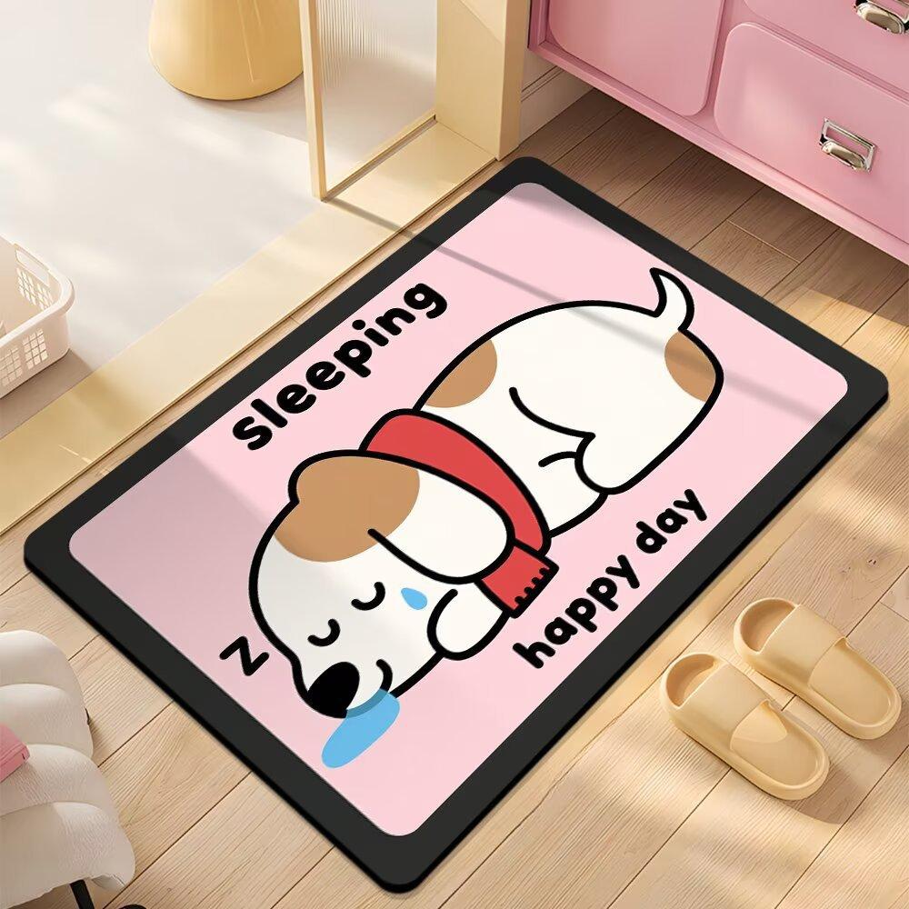 Floor Mat Bathroom Absorbent Mat Cartoon Cute Dopamine Non-slip Mat Household Dirt-resistant Foot Mat Diatom Mud Floor Mat