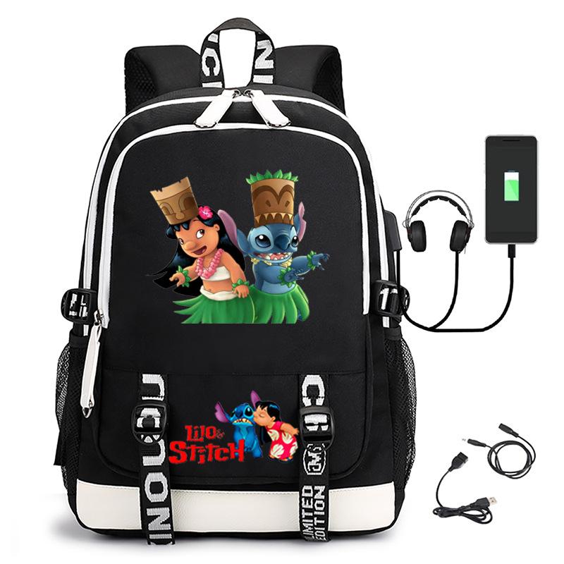 Large Capacity Backpack Printed Student USB School Bag