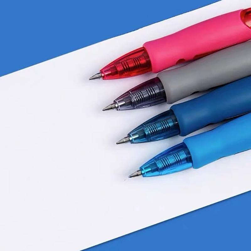 4Pcs Retractable Gel Pens Set Black/Red/Blue/Dark Blue Ink Ballpoint For Writing Refills Office School Supplies Stationery