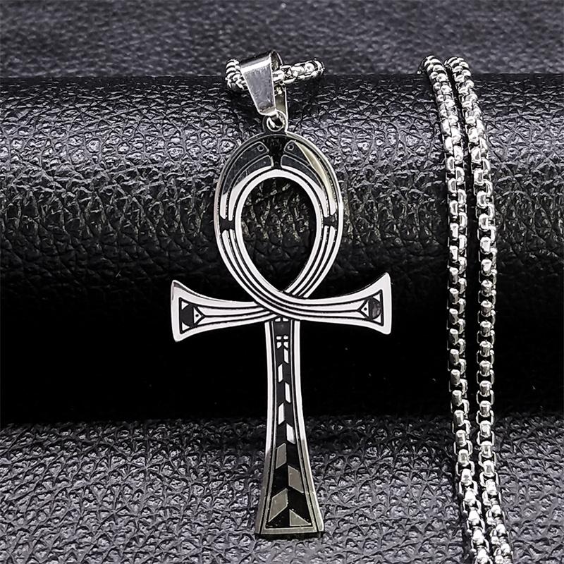 Egyptian Ankh Cross Key Of Life Necklaces for Women/Men Stainless Steel Mythology Chain Necklace Jewelry bijoux homme N3456S02