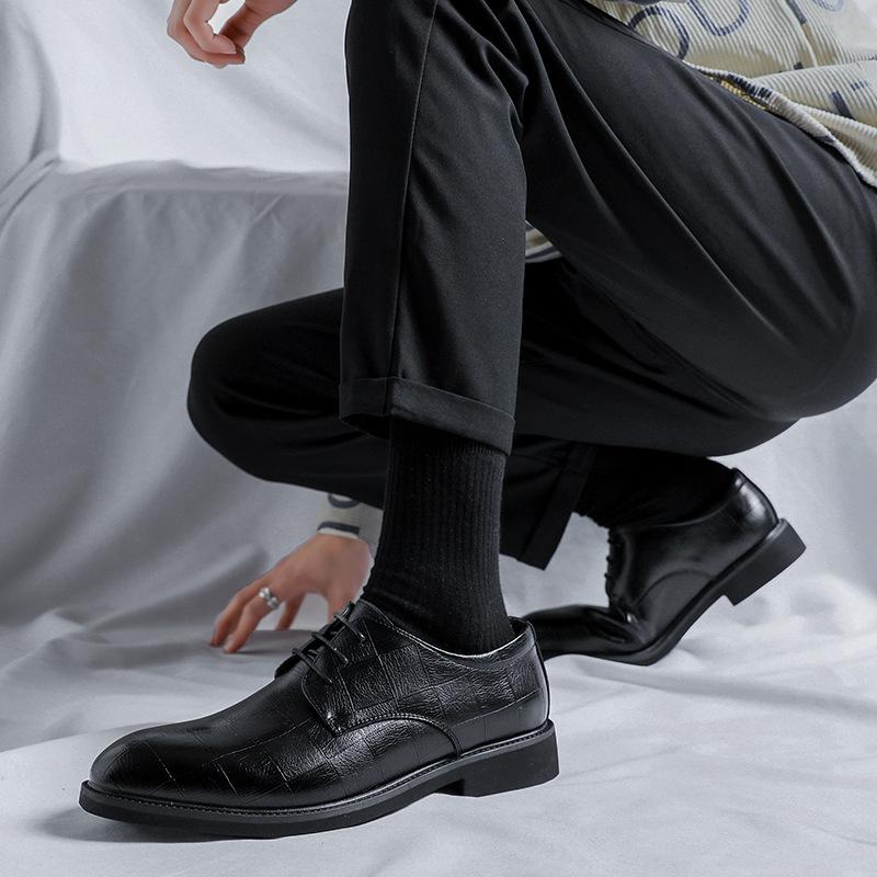 Wedding Leather Shoes With Suit Men'S Spring Youth Soft Leather Breathable Trend Casual Dress 66773-5-R