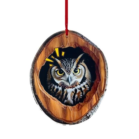 

Christmas Ornament Tree Hole Owl Polar Bear Cat Design Acrylic Pendant 2D Plastic Hanging Decoration Festive Party Decoration C