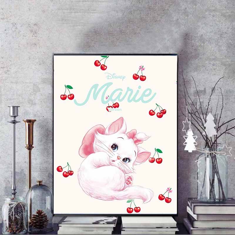Disney Diamond Painting Marie The Cat Cherry themed Illustration Wall Decoration Full Diamond Cross stitch DIY Gift Home Decor