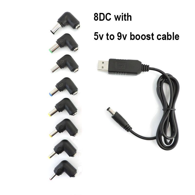 USB boost strømkabel DC 5V til 9V 8.4V 12V 12.6V 8pin hann 3.5mm 4.0x1.7mm jack Step UP Modul Konverter kontakt Adapter plugg