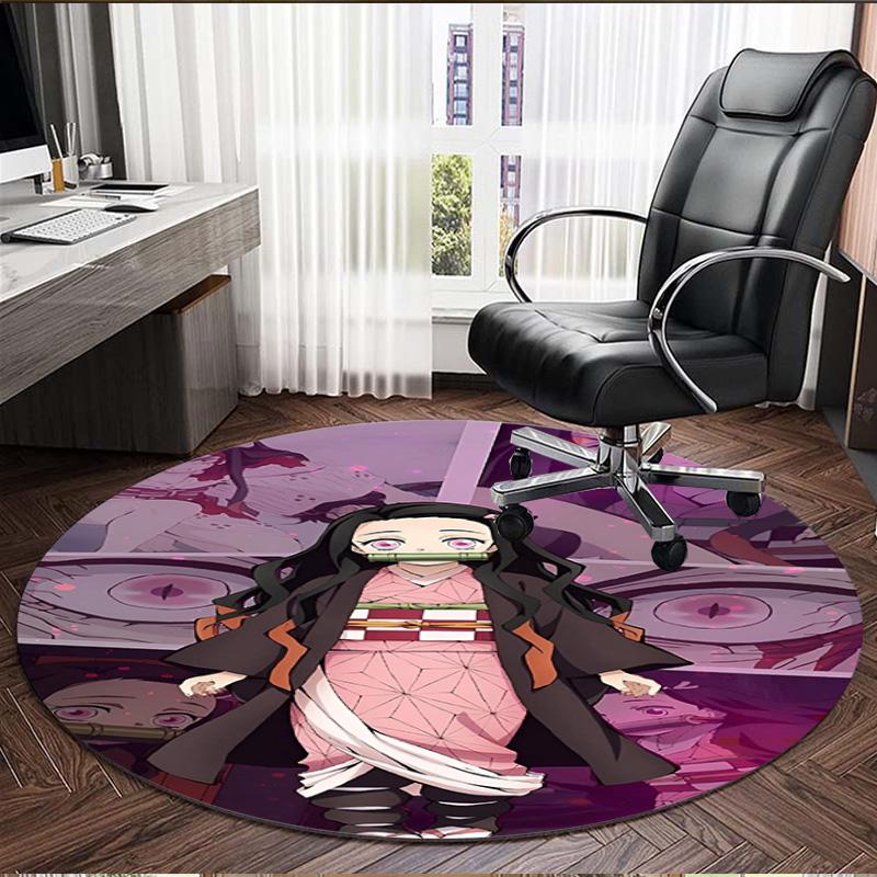 Demon Slayer Print Round Rug, Washable Floor Carpet, For Entryway Dorm Laundry Room Office Study, Home Decor Birthday Christmas Gift