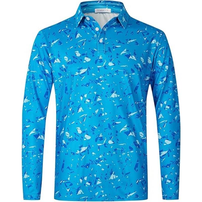 Long Sleeved Polo Shirt Men's Golf Polo Shirt with Collar, Performance Sports and Casual Golf Shirt