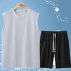 Plus Size 4XL-11XL Oversized Sleeveless T-shirt Summer Men's 2 Pieces Set Fashion Shorts Sets Vintage Clothes
