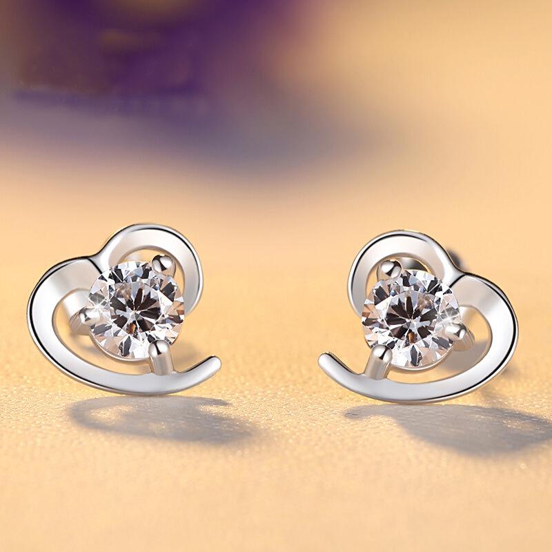 

Серьги-гвоздики в форме сердца из стерлингового серебра 925 пробы Популярные модные серьги-гвоздики из стерлингового серебра Серебряные серьги 925 белый