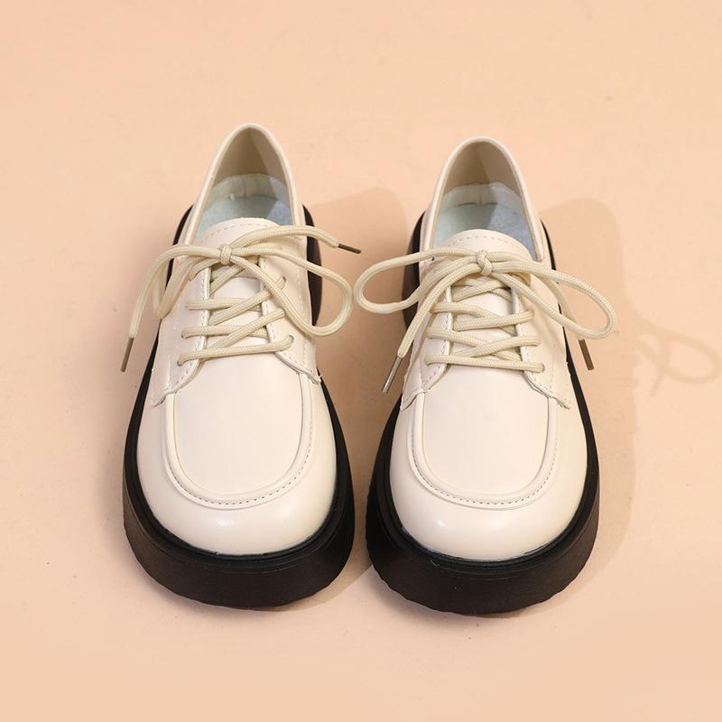 

Маленькие кожаные туфли женские в британском стиле 2025 весна и осень новые на шнуровке ретро туфли с большой головой из мягкой кожи на японской платформе два варианта носки одинарные туфли 40
