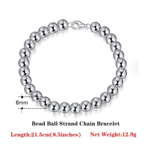 

Orsa Jewels 925 стерлингового серебра итальянский 4 мм / 6 мм бусины шарики стрэнд браслет цепь для женщин мужчин браслеты ювелирные изделия оптовая продажа Sb103
