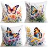 Watercolor Butterfly Flower Cluster Cushions Pillowcase Polyester Cushion Cover Throw Pillow Pillowcover Home Car Sofa Decor