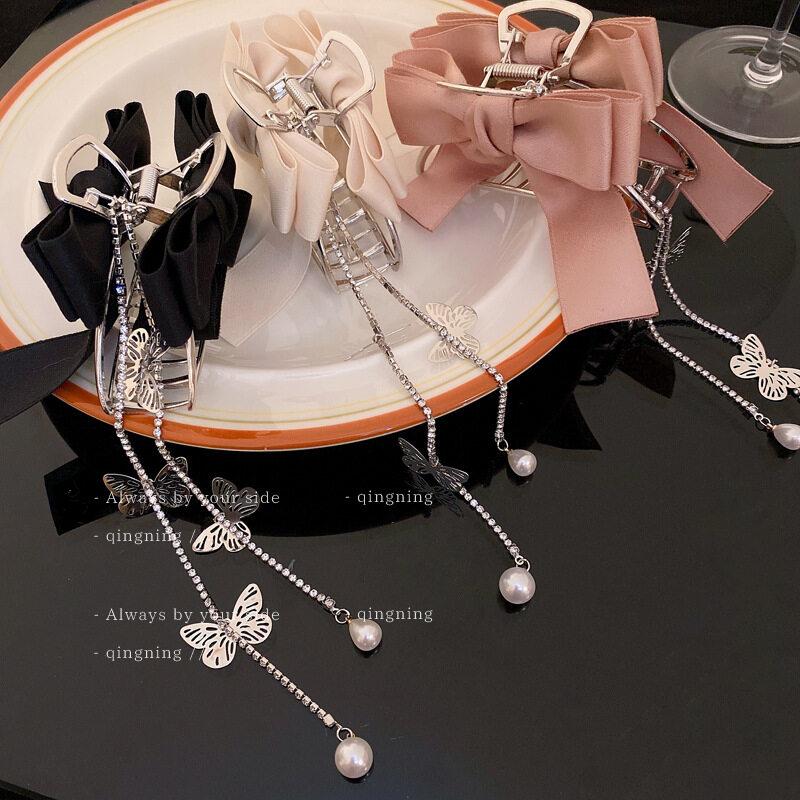 Utsøkt Super Fairy Bow Dusk Hårklør Hårtilbehør Metall Grip Clip Hår Clip Shark Clip på baksiden av hodet