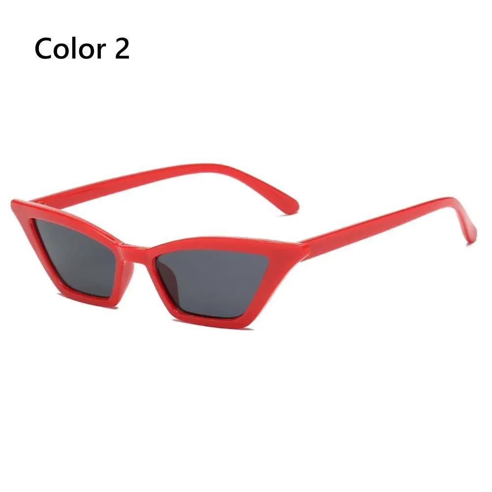 1PC Women Vintage Narrow Box Sunglasses Fashion Cat Eye Oval Small Frame Sun Glasses UV400 Street Summer Decoration Eyewear
