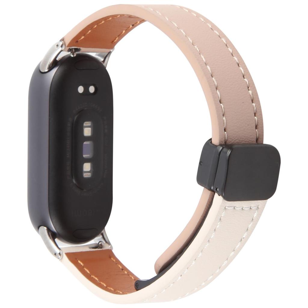 Für Xiaomi Smart Band 9/8 Faltbares Magnetisches Schwarzes Schnallen Mikrofaserleder Uhrenarmband