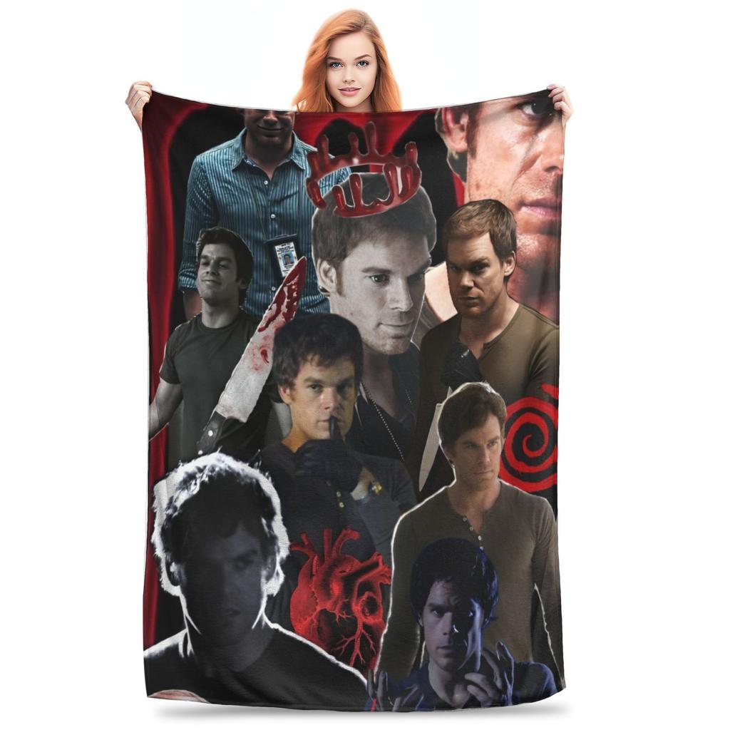 Dexter Morgan Movie Knitted Blankets Flannel Lightweight Thin Throw Blankets for Bed Bedroom Quilt