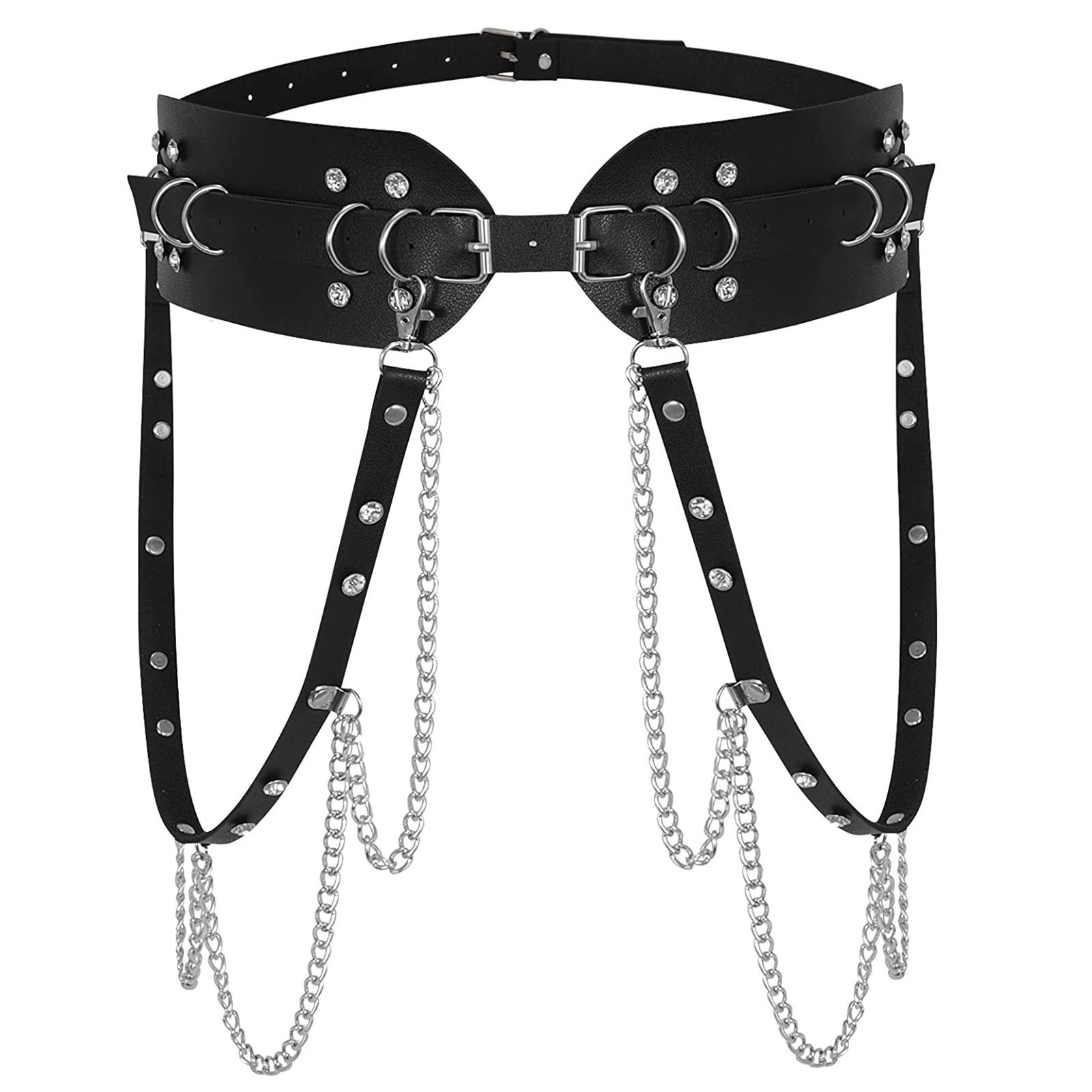 

Punk Waist Chain Rhinestones Studded Cowgirl Belt for Women Proms Stage and Club Party for Jeans Dresse Club 1 чёрный