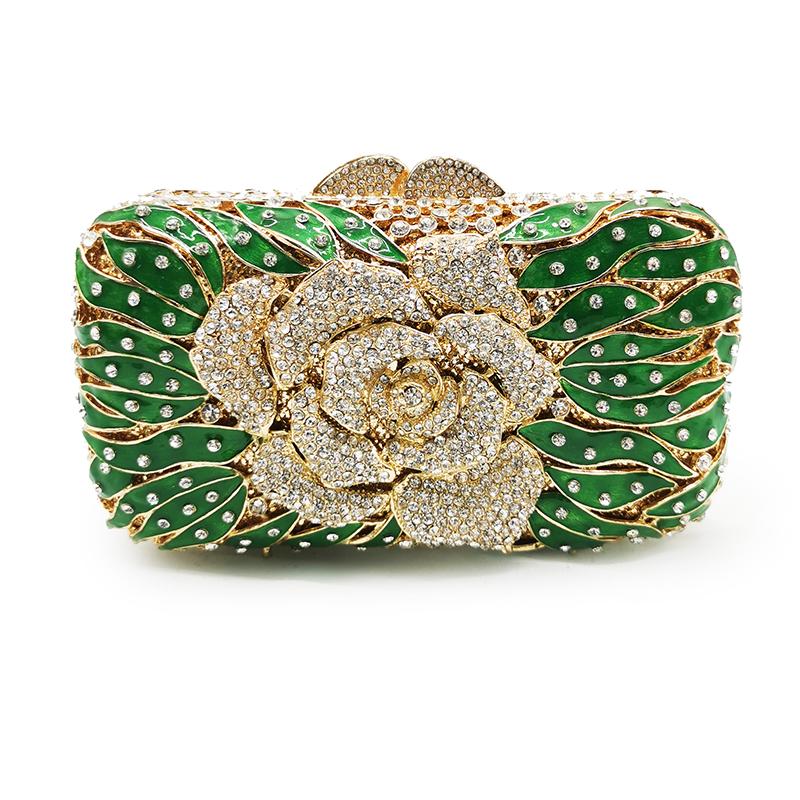 

Flower Evening Bags Purse Luxury Crystal Wedding Handbags Formal Clutch Bag Women Bridal Party Purses Lady Diamond Minaudiere