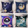 Cartoon Astronauten Kissenbezug Weicher Plüsch Dekor Kosmischer Himmel Kissenbezug für Sofa Zuhause Auto Doppelseitiger Druck Kissenhülle Kinderzimmer