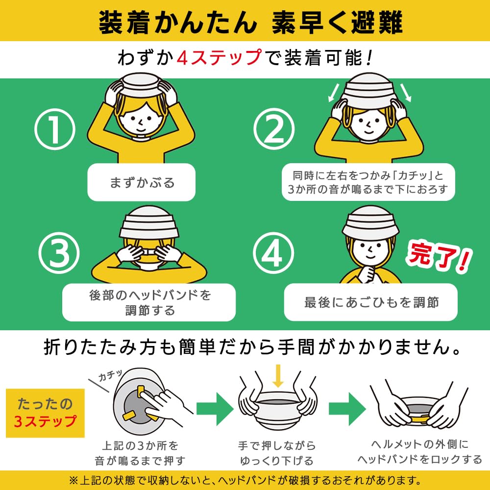 Iris Ohyama Foldable Disaster Relief Helmet, 5cm Thin, Compact, Emergency Supplies, Evacuation Use, HM-O1 White