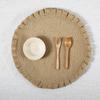 Set of 4 Round Jute Table Placemats - Vintage Mats for Parties Dining Table Coasters - Decorative Placemats  Jute