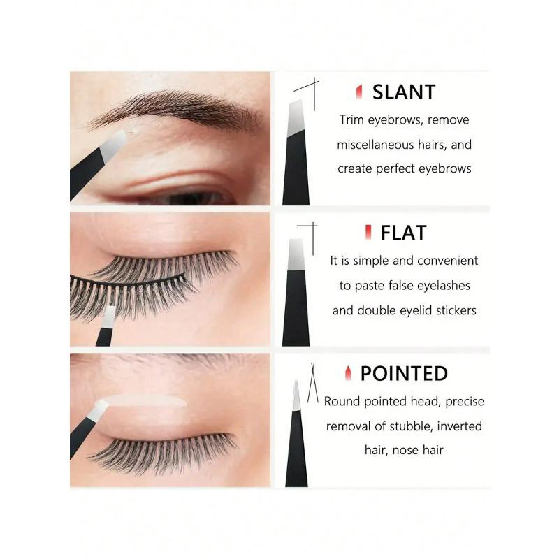 4pcs/Set Eyebrow & Eyelash Tweezer Grooming Kit, Professional Beauty Tools For Eyebrow & Eyelash Shaping, Makeup Accessories,Tweezers