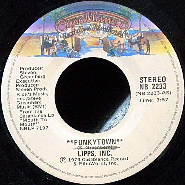 7inch Record LIPPS, INC. - Funkytown NB2233 CASABLANCA 1979 Canada Dance & Electronica Used