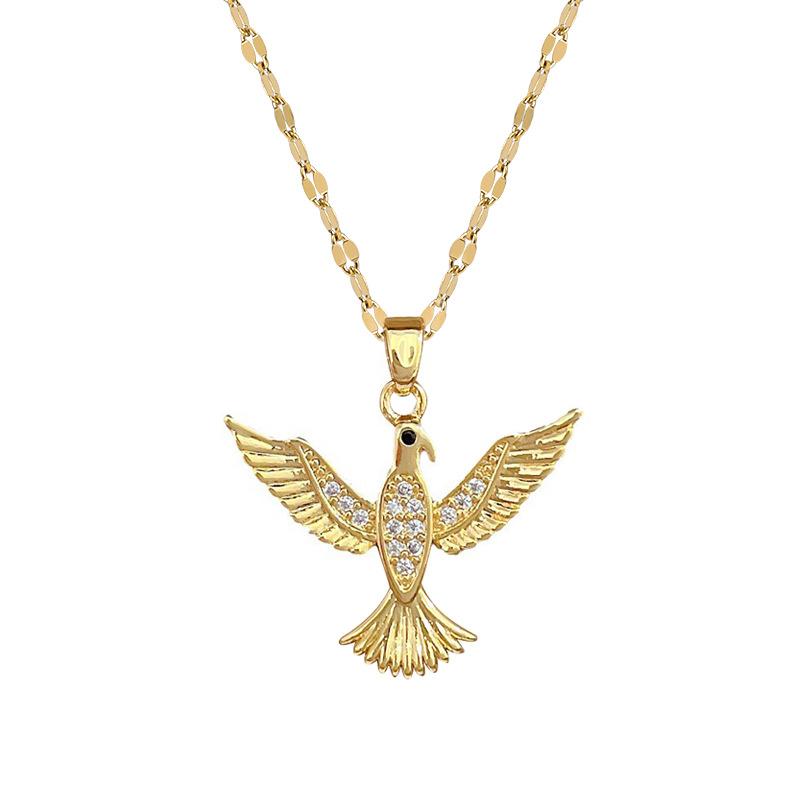 Flying Bird Light Luxury Temperament Full Diamond Necklace Women'S Versatile Collarbone Chain Titanium Steel Chain