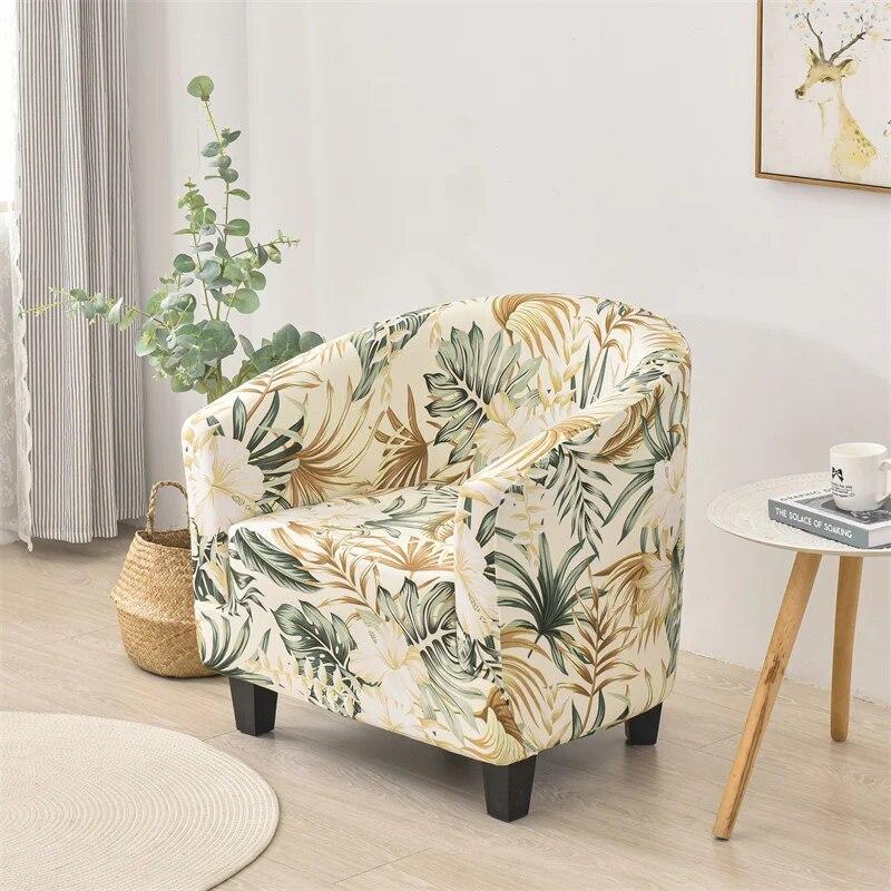 Floral Club Bath Tub Chair Cover Spandex Single Armchairs Cover Stretch Sofa Couch Slipcover for Living Room Furniture Protector