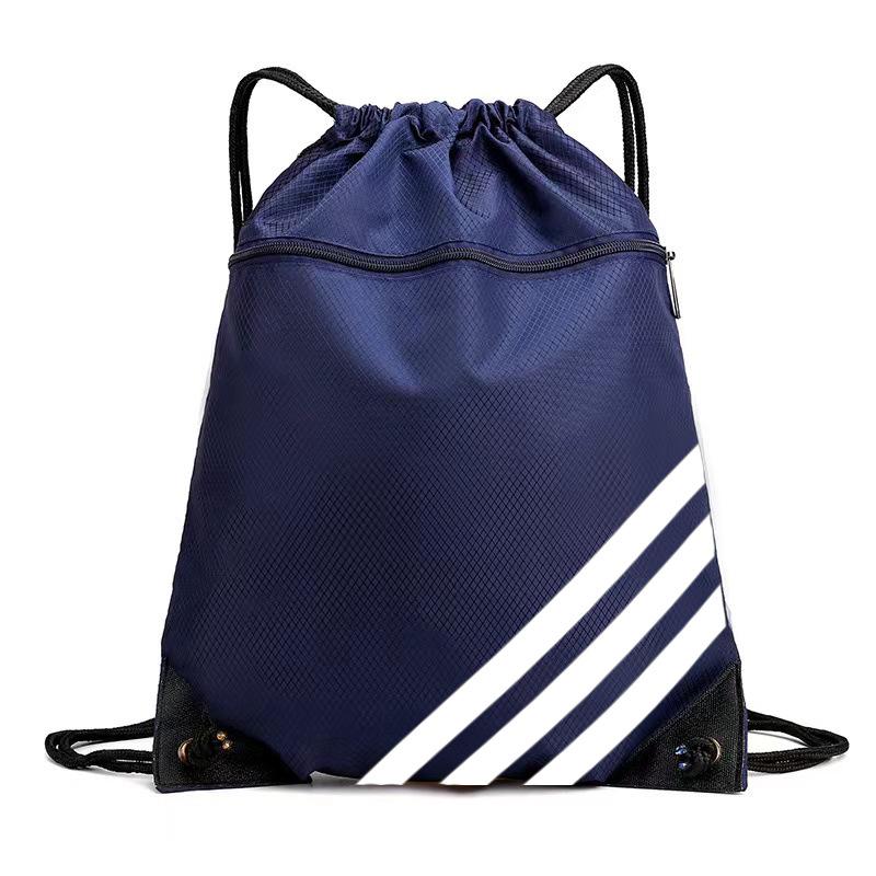 

Portable Drawstring Backpack Gym Bag with Logo Print - Outdoor Training Storage Large темно-синий