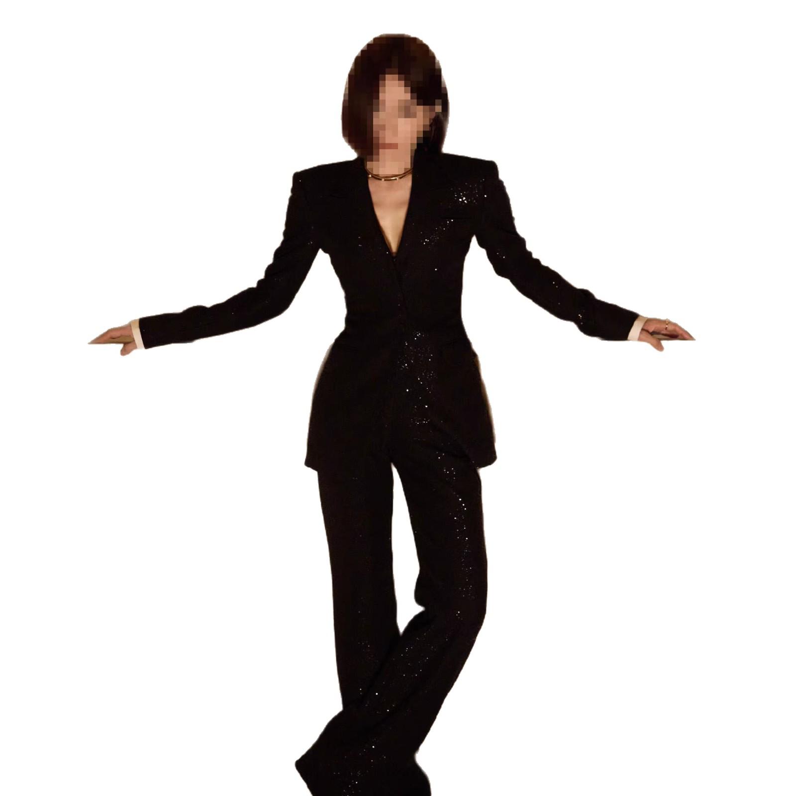 

Универсальный мужской пиджак с блестящим узором в виде звезд - Корейский уличный стиль Extra Large чёрный