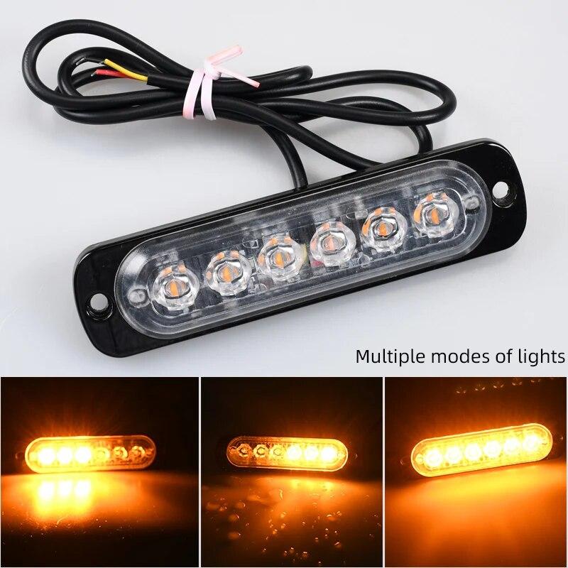 1X Truck LED Strobe Police Warning Light 6SMD Grille Flashing Side Light Bar Car Trailer Beacon Lamp Amber Traffic Light 12V 24V